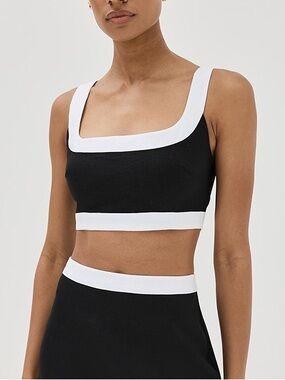Reformation Black & White Square-Neck Linen Crop Top Size 4